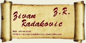 Živan Radaković vizit kartica